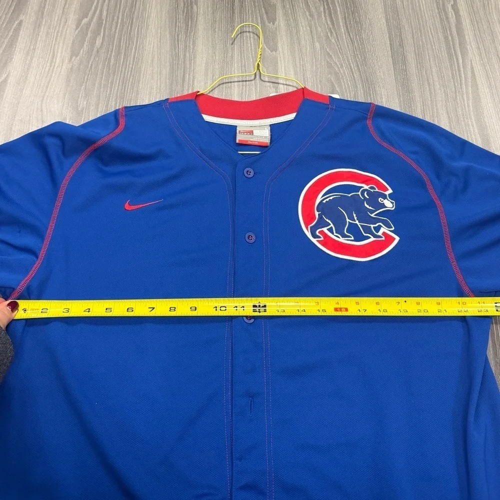 Nike Fit Dry Royal Blue & Red Cubs Sports Jersey Button Down Men’s Size Large